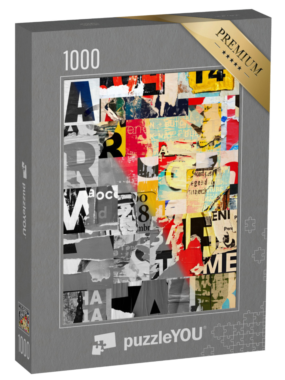 Puzzle 1000 Teile „Collage aus vielen Zahlen und Buchstabe“