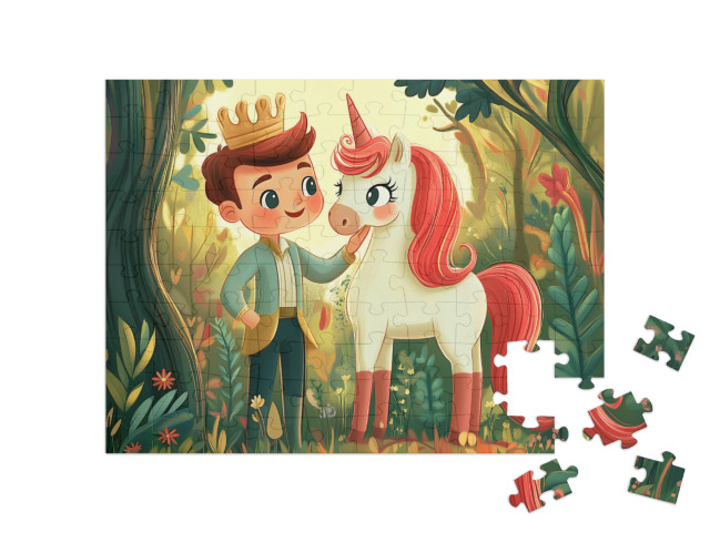 Puzzle 100 Teile „Der kleine Prinz und sein magisches Einhorn“
