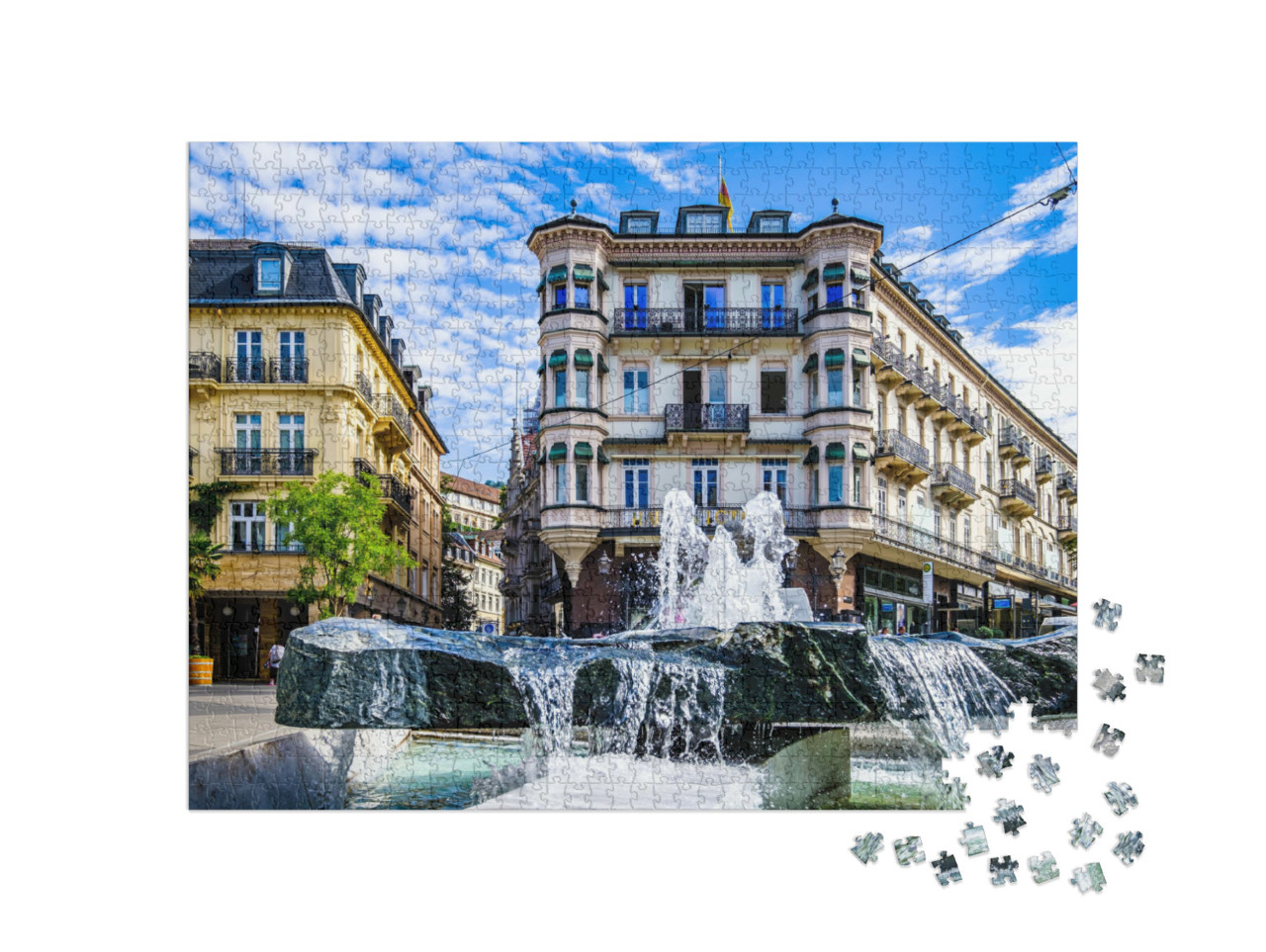 Puzzle 1000 Teile „Malerische Altstadt von Baden-Baden, Deutschland“