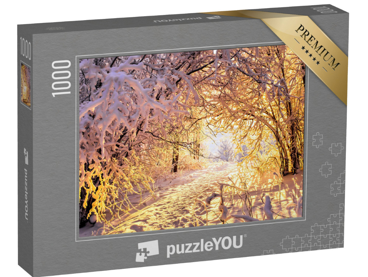 Puzzle 1000 Teile „Winterlandschaft mit Schnee und Sonnenuntergang“