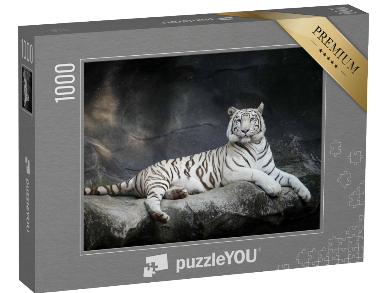Puzzle 1000 Teile „Weißer Tiger, schwarz-weiß“