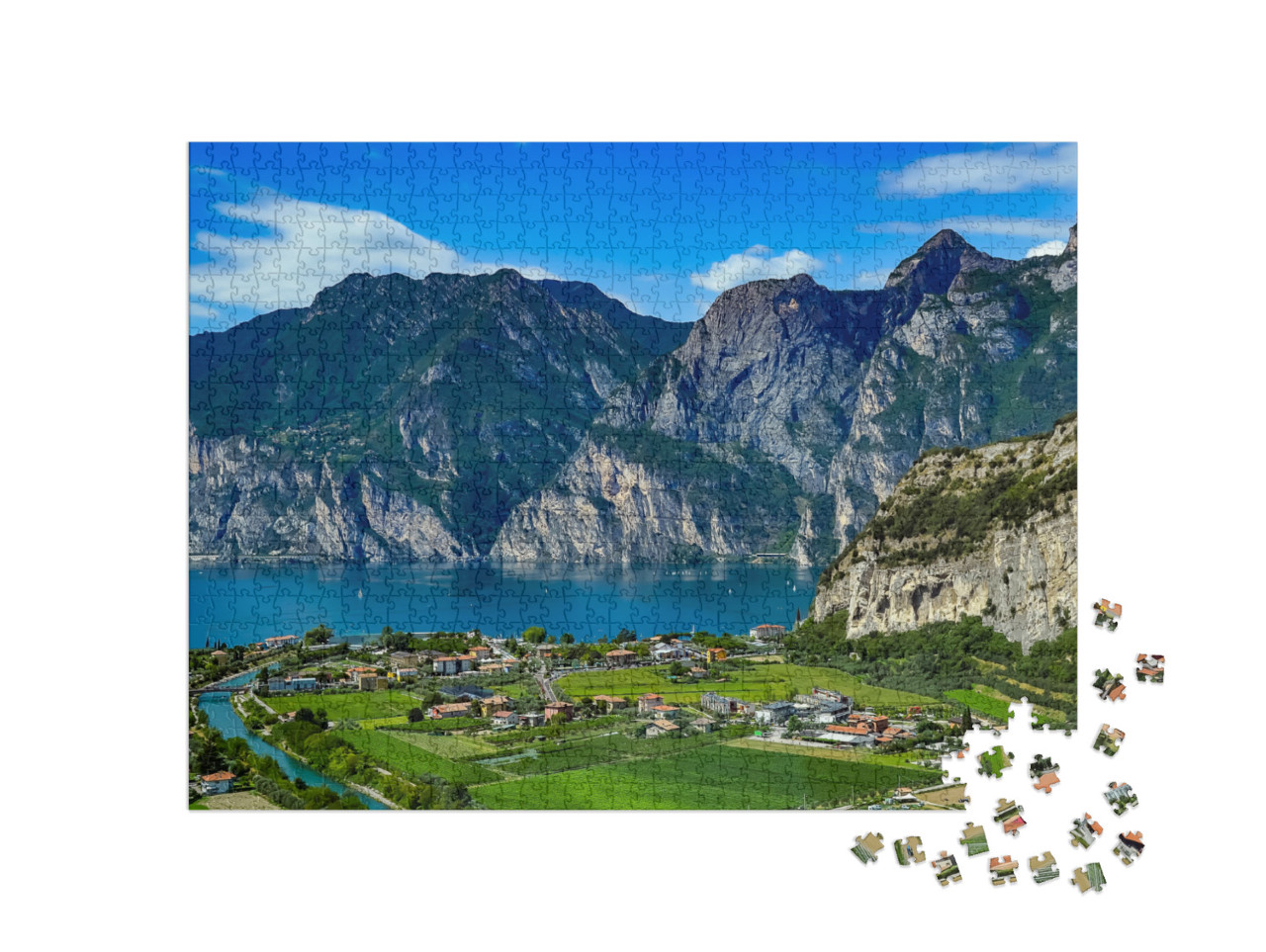 Puzzle 1000 Teile „Beeindruckendes Bergpanorama am Gardasee, Italien“