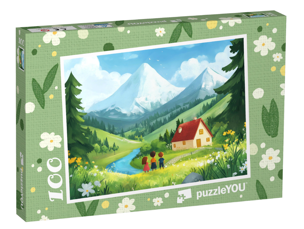 Puzzle 100 Teile „Frische Bergluft und grüne Wiesen“