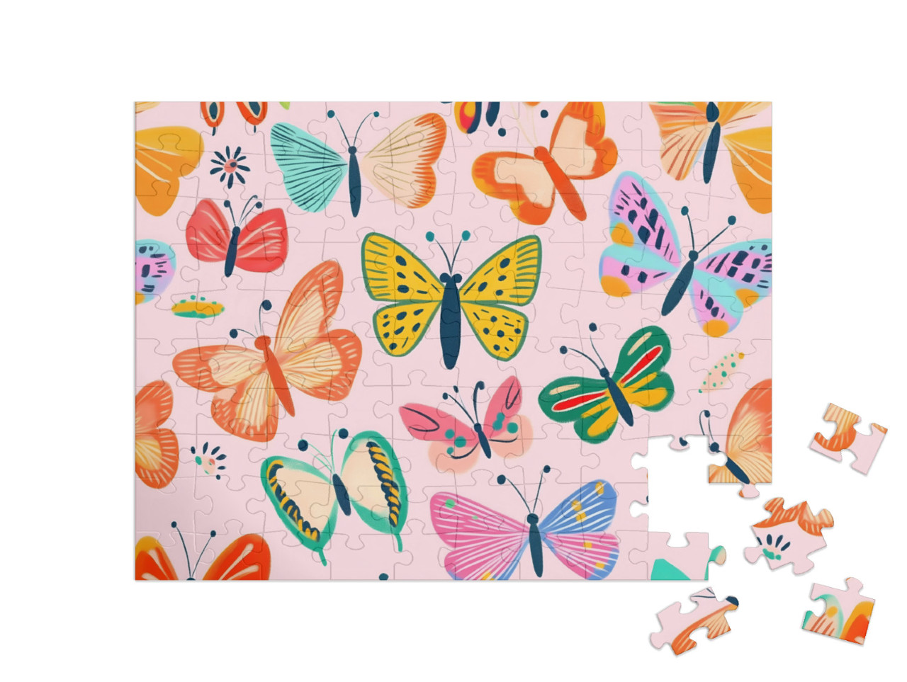 Puzzle 100 Teile „Farbenparadies der Schmetterlinge“
