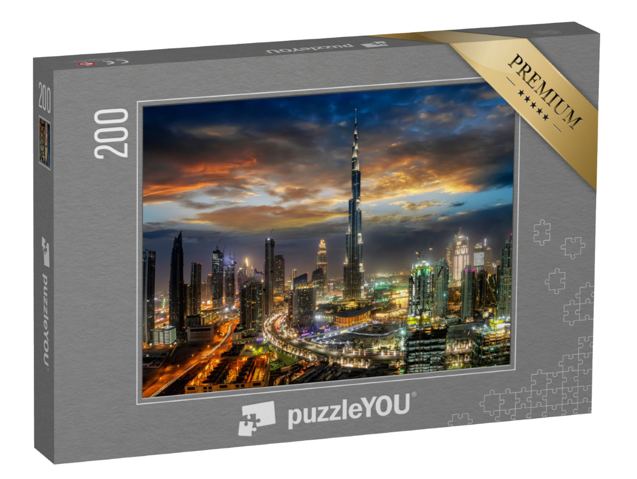 Puzzle 200 Teile „Dubai Business Bay bei Nacht“