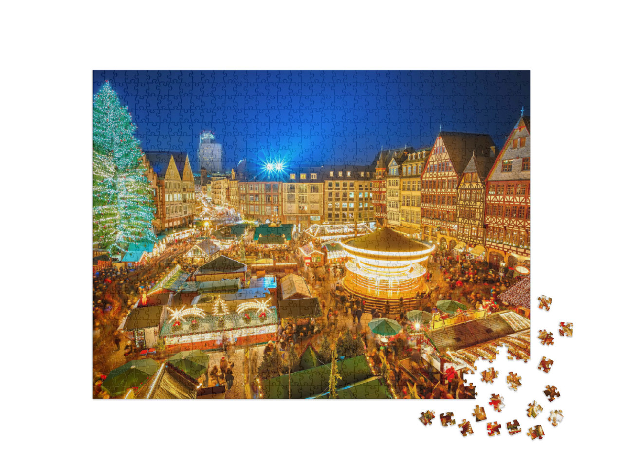 Puzzle 1000 Teile „Traditioneller Weihnachtsmarkt in der Altstadt von Frankfurt, Deutschland“