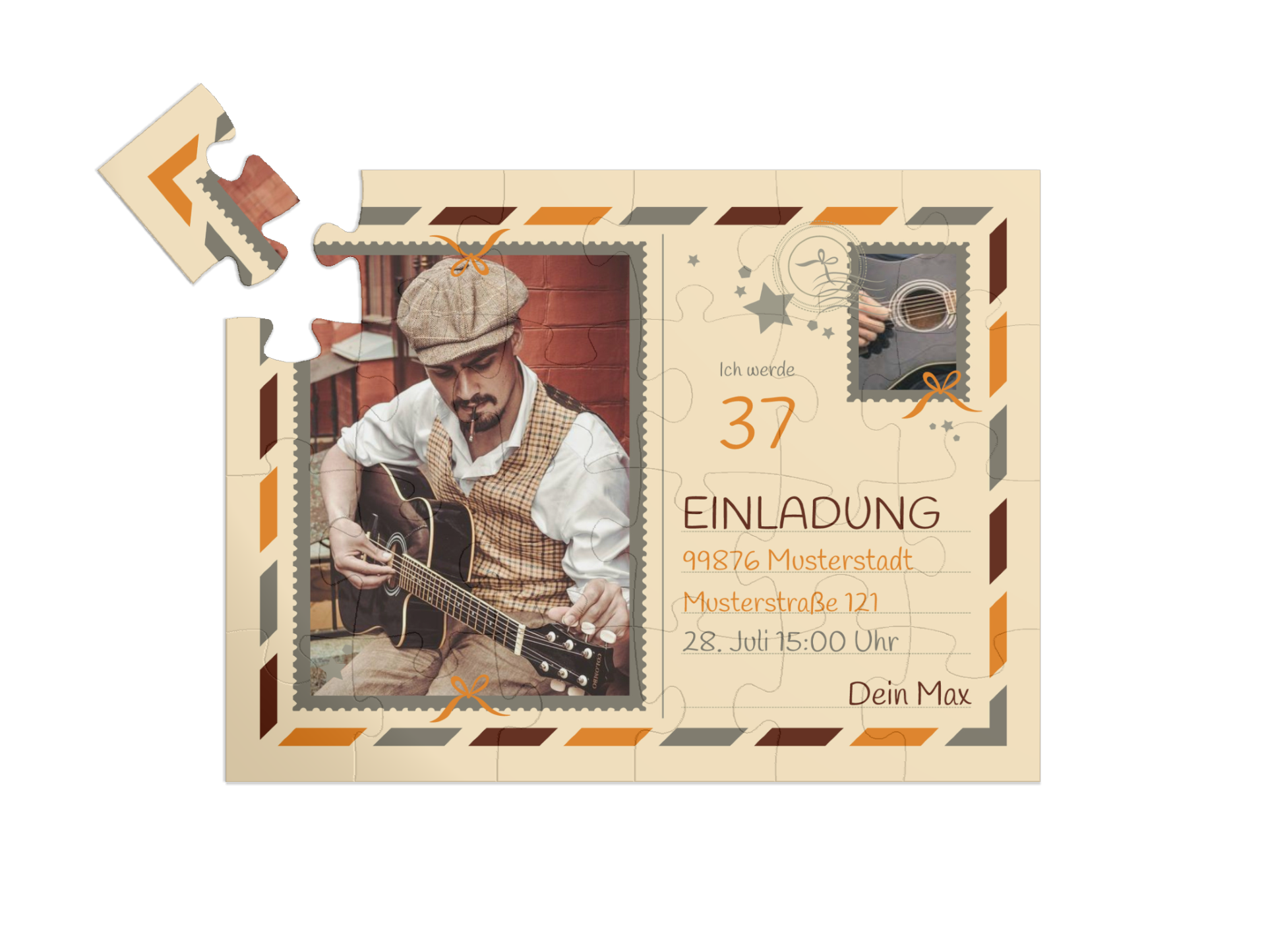 "Postkarte" in Querformat dunkelorange
