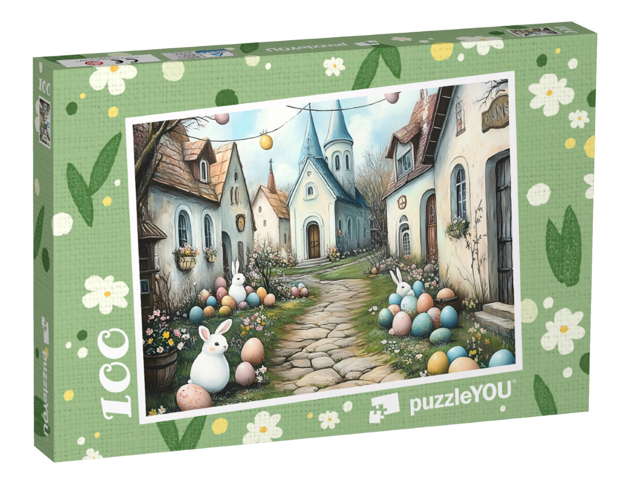 Puzzle 100 Teile „Osterfreude im ganzen Dorf“