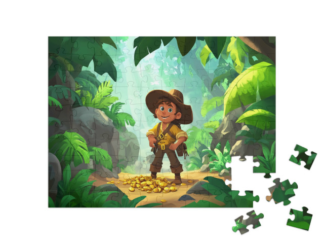 Puzzle 100 Teile „Schatzjagd im Dschungel“