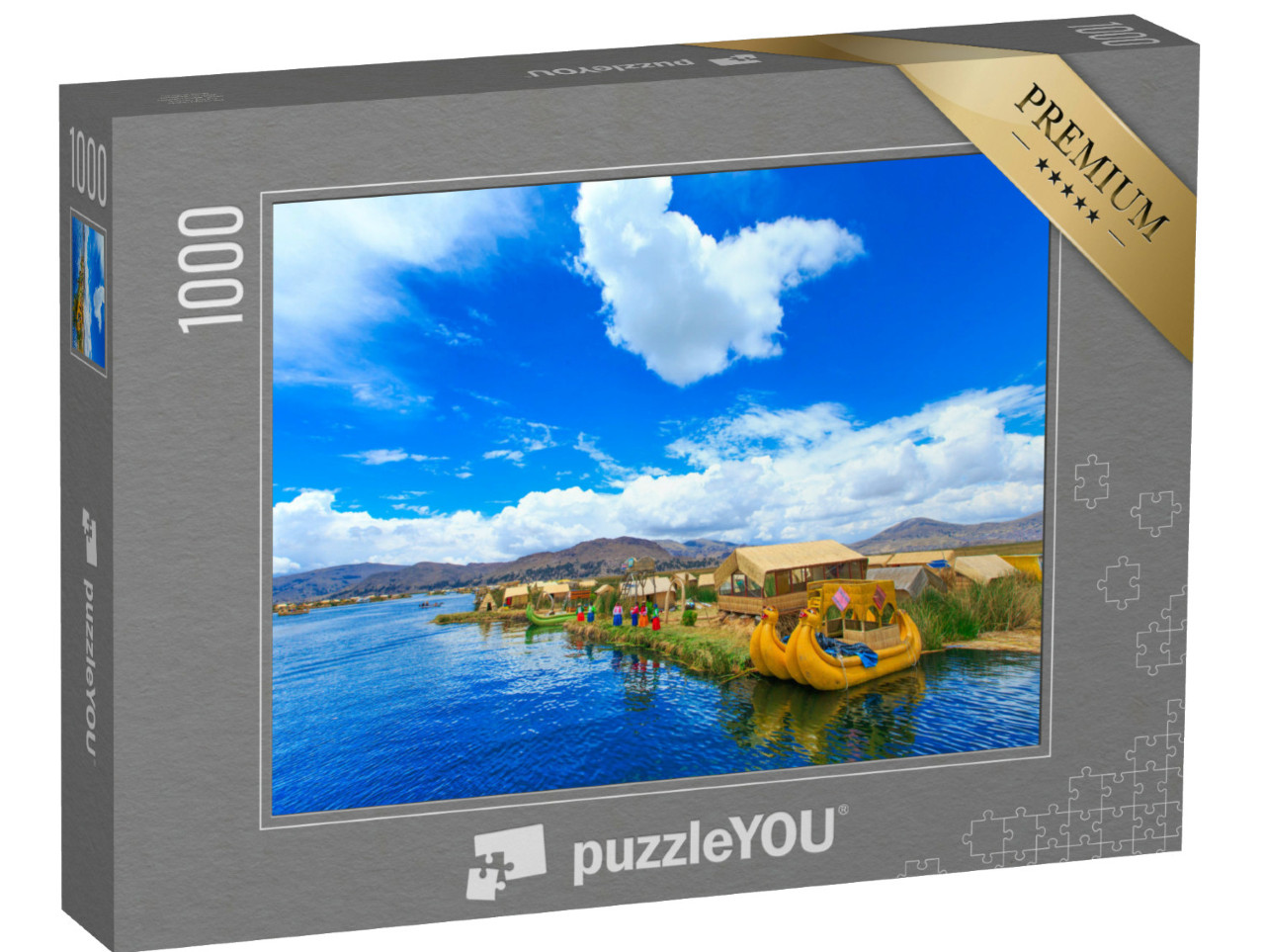 Puzzle 1000 Teile „Totora-Boot auf dem Titicacasee bei Puno, Peru“