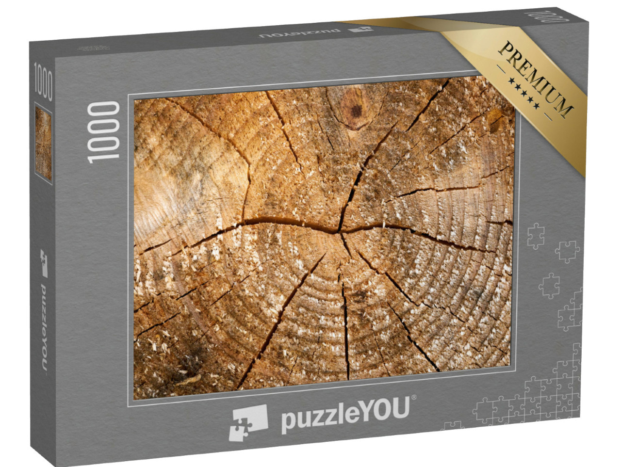 Puzzle 1000 Teile „Verwittertes Holz mit Jahresringen“