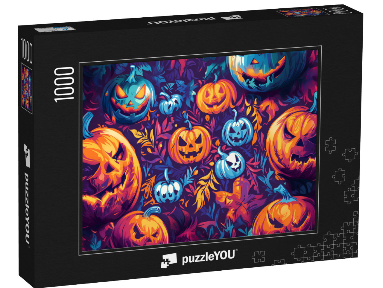 Puzzle 1000 Teile „Bunte Kürbisse, Halloween“