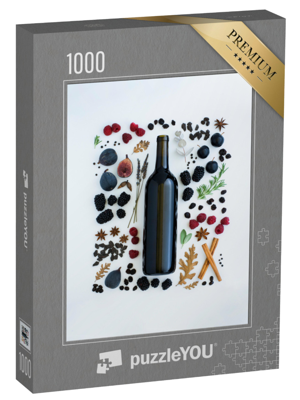 Puzzle 1000 Teile „Aromen von Rotwein, Weinverkostung, Brombeere, Himbeere, Eiche, Feige, Pfeffer“