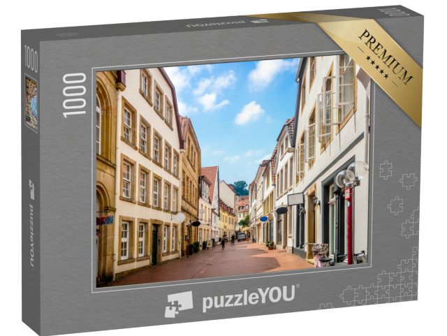 Puzzle 1000 Teile „Historische Straße mit alten Häusern in Osnabrück , Deutschland“