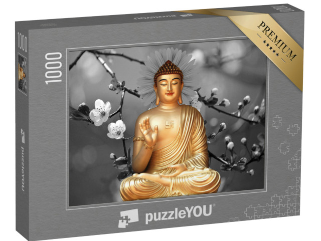 Puzzle 1000 Teile „Schöne Buddha-Tapete, Illustration in 3D“