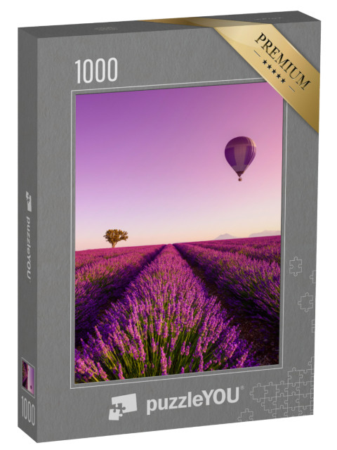 Puzzle 1000 Teile „Sonnenaufgang über einem Lavendelfeld in der Provence, Frankreich“
