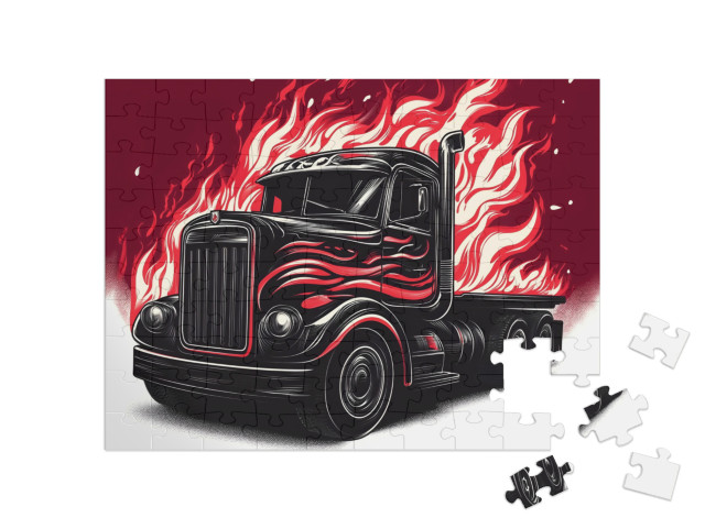 Puzzle 100 Teile „Der rote Renntruck“