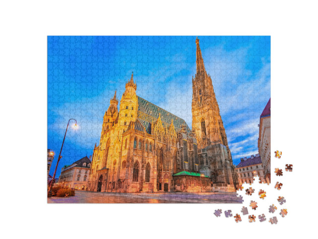 Puzzle 1000 Teile „Wien, Österreich: Der Stephansdom,früh am Morgen“