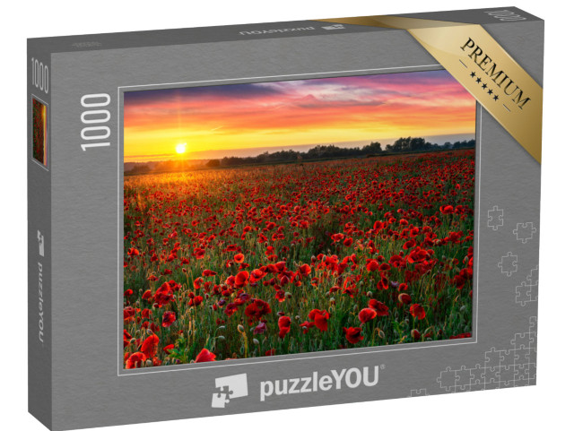 Puzzle 1000 Teile „Schönes Mohnfeld bei Sonnenaufgang“