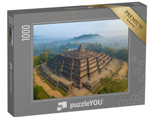 Puzzle 1000 Teile „Größter buddhistischer Tempel der Welt: Luftaufnahme bei Sonnenaufgang“