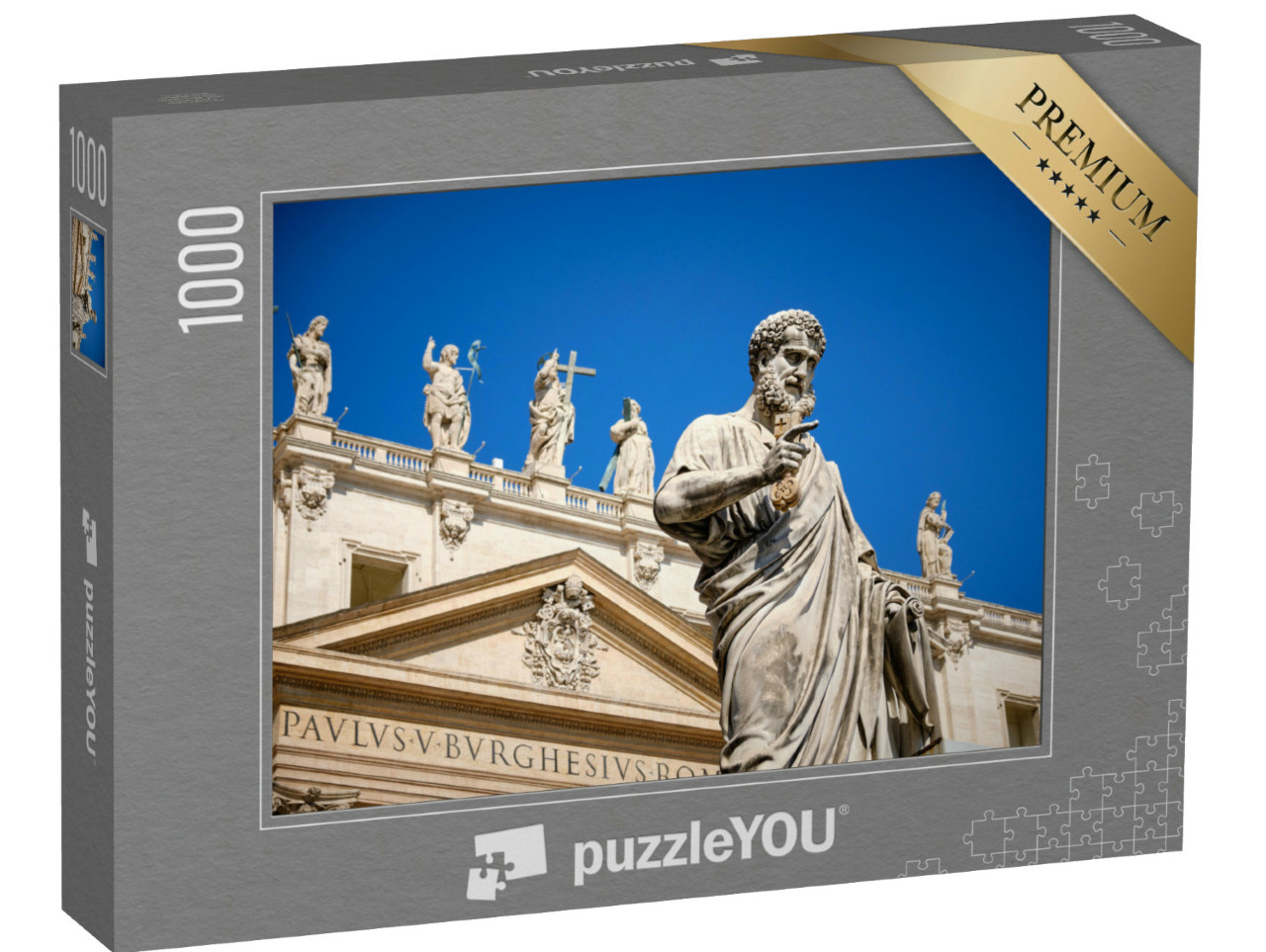 Puzzle 1000 Teile „Statue des Heiligen Petrus auf dem Petersplatz, Vatikanstadt, Rom“