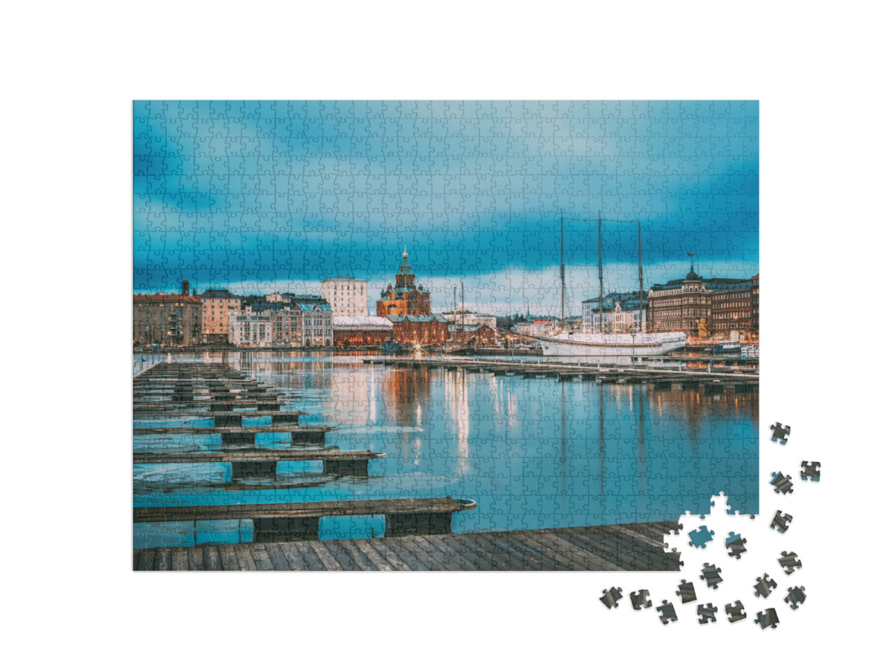 Puzzle 1000 Teile „Blick vom Pier auf Helsinki, Finnland“