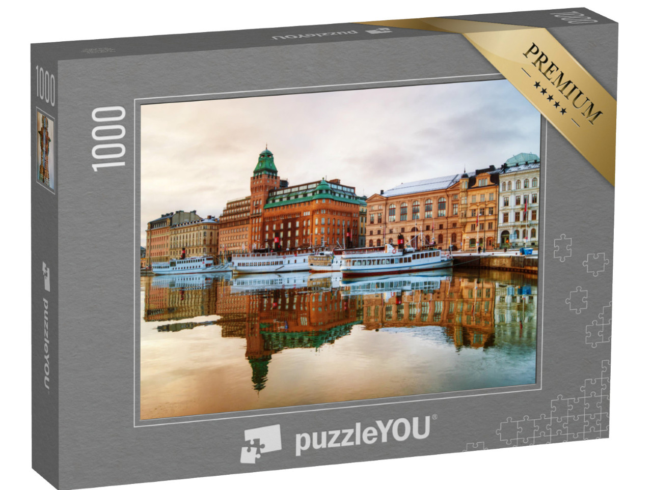 Puzzle 1000 Teile „Blick auf das Zentrum von Stockholm in der Morgendämmerung“