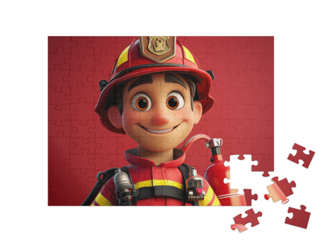 Puzzle 100 Teile „Der mutige Feuerwehrmann Florian“