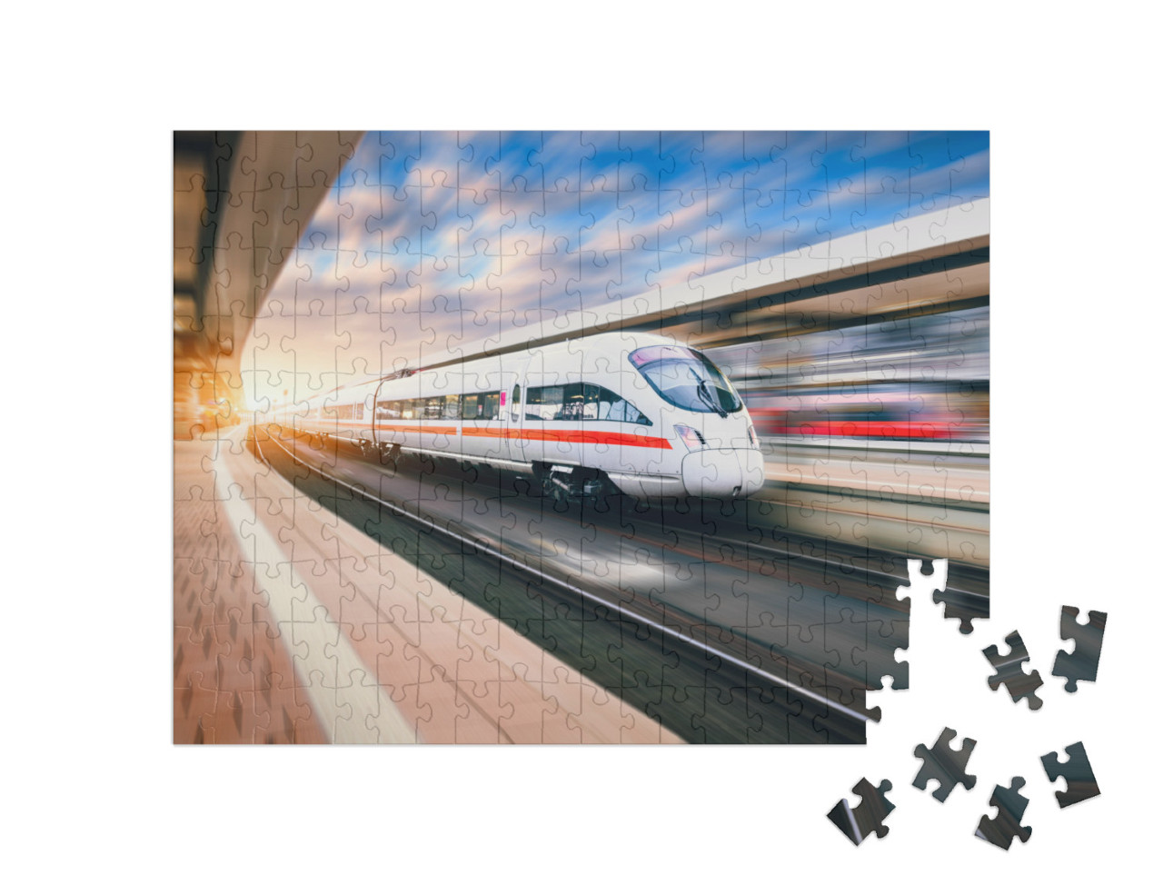 Puzzle 200 Teile „ICE bei der Durchfahrt durch den Bahnhof“