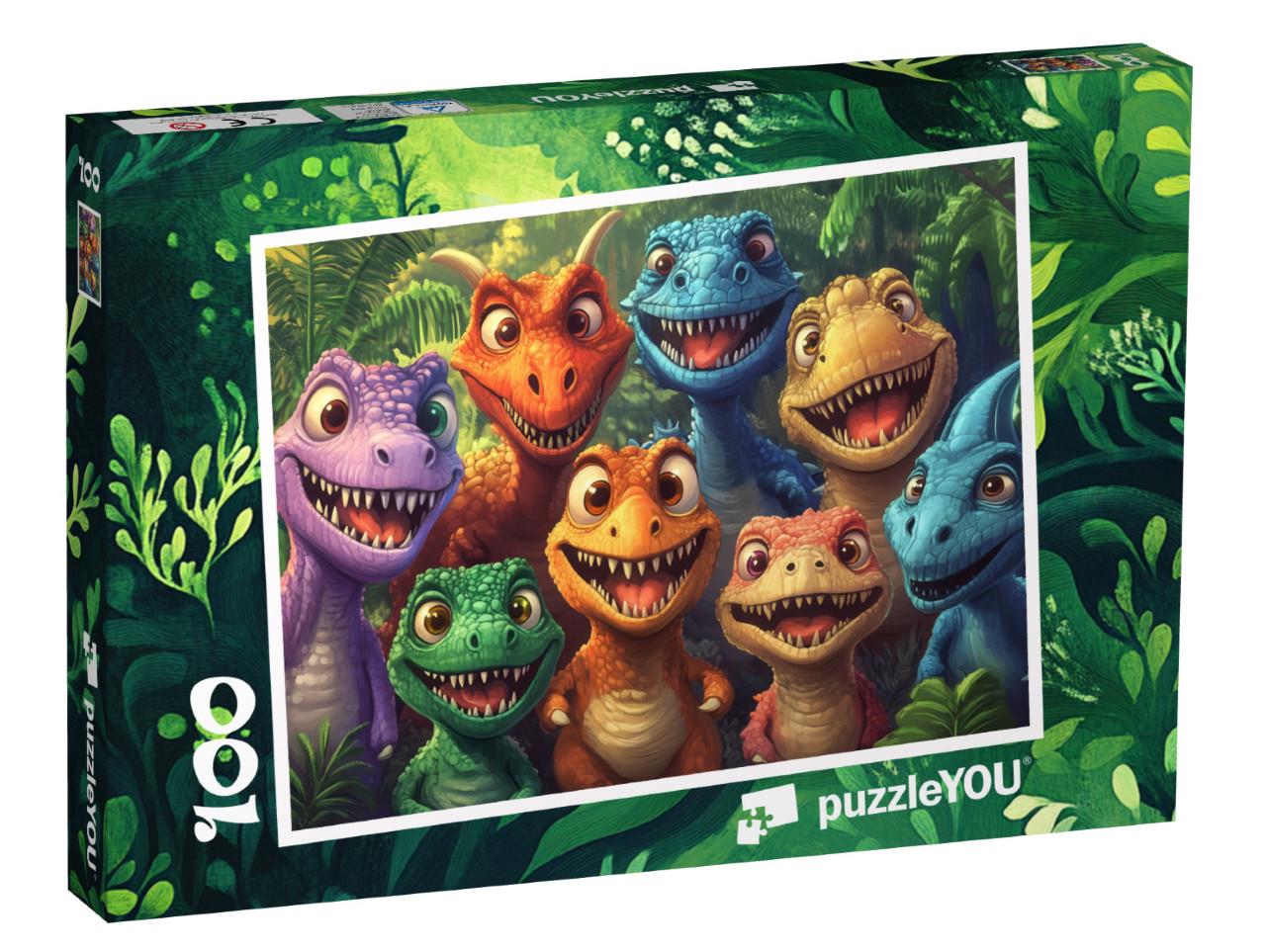 Puzzle 100 Teile „Das große Dinosaurier-Gruppenfoto“