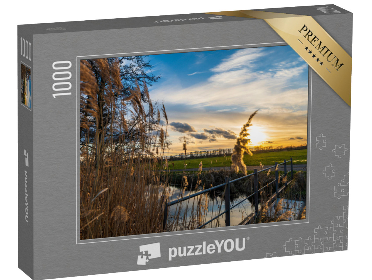 Puzzle 1000 Teile „Sonnenuntergang im Spreewald“