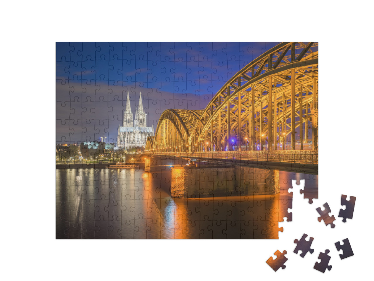 Puzzle 200 Teile „Nachtansicht des Kölner Doms in Köln, Deutschland“