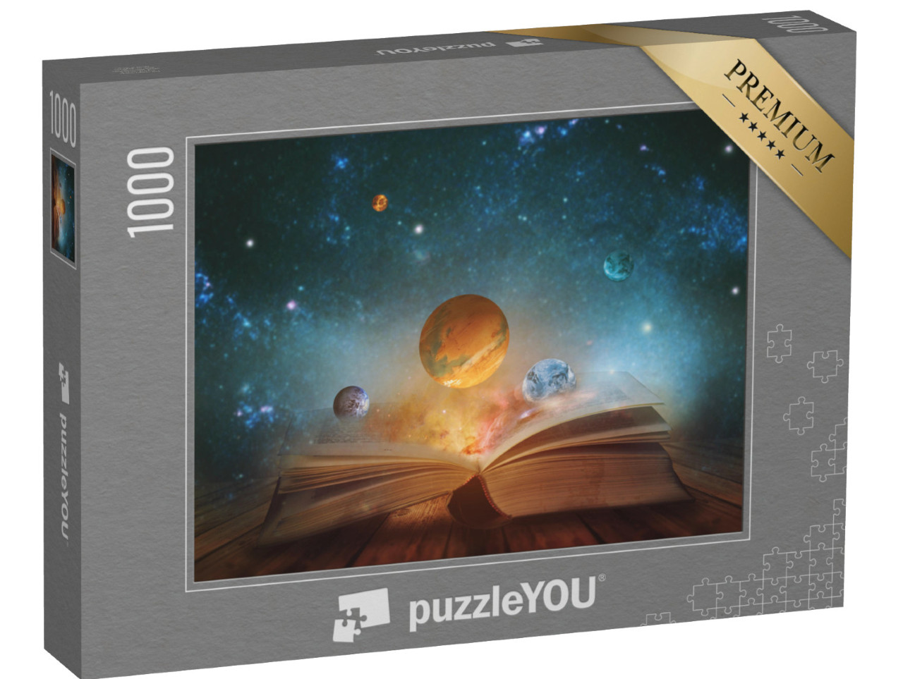 Puzzle 1000 Teile „Buch mit Planeten und Galaxien“