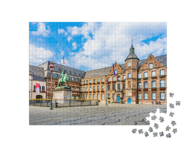 Puzzle 1000 Teile „Rathaus und Reiterstandbild von Jan Wellem, Düsseldorf“