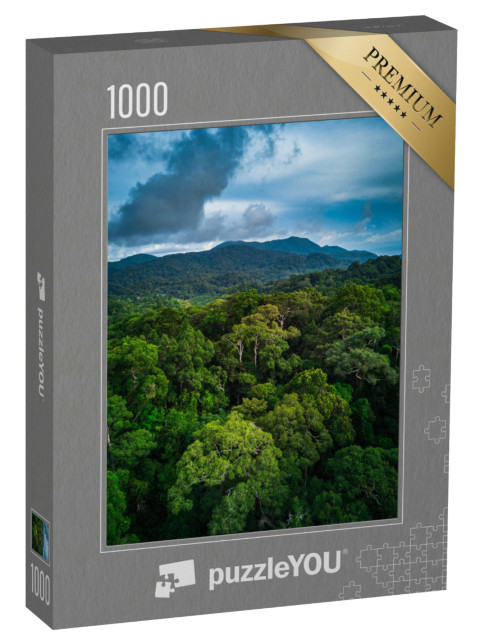 Puzzle 1000 Teile „Wunderschöner tropischer Regenwald mit grünen Hügeln“