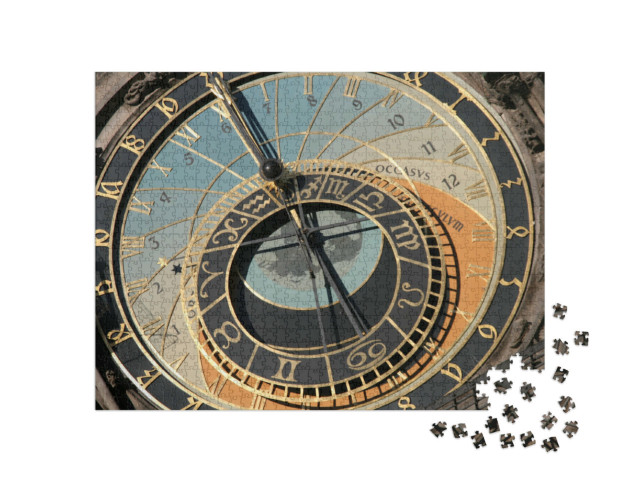 Puzzle 1000 Teile „Uhr, arabische und römische Ziffern, Tierkreiszeichen, Sternzeichen“