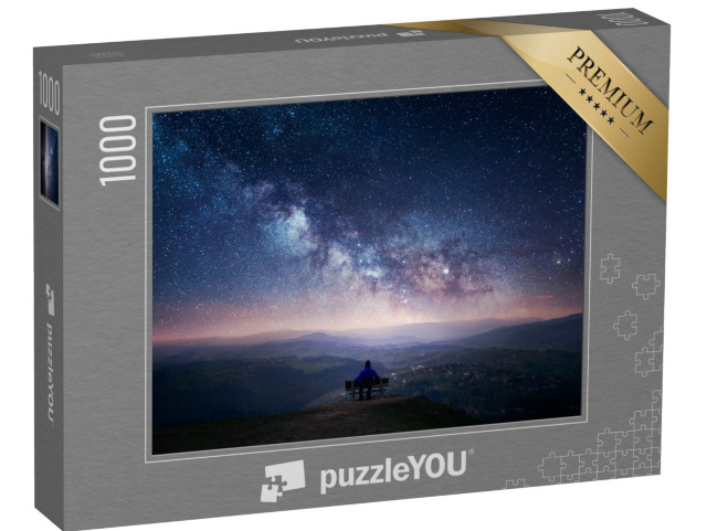 Puzzle 1000 Teile „Ein Mann blickt in den Sternenhimmel, Milchstraße“