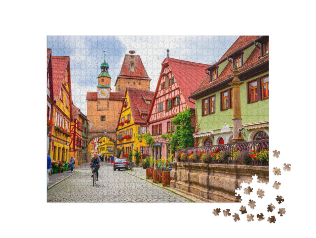 Puzzle 1000 Teile „Wunderschönes Rothenburg ob der Tauber, Bayern, Deutschland“