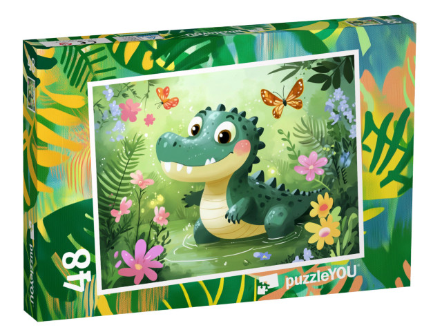 Puzzle 48 Teile „Krokodil Zappy am planschen“