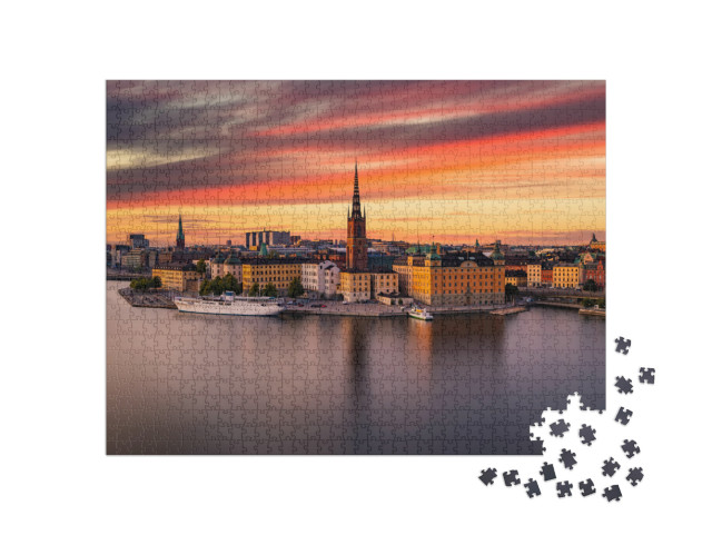 Puzzle 1000 Teile „Gamla Stan, Stockholms Altstadt bei Sonnenuntergang, Schweden“