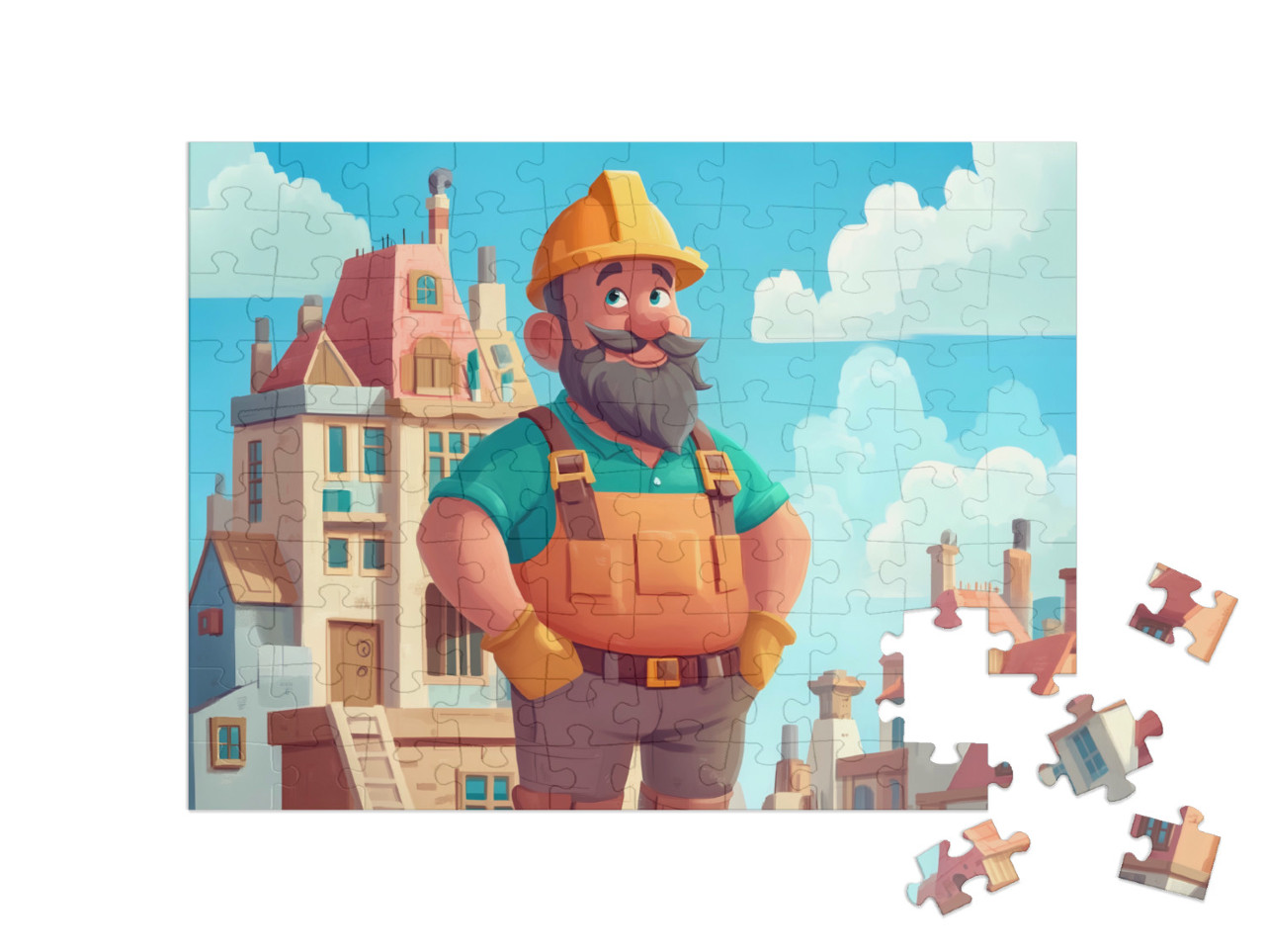 Puzzle 100 Teile „Der kräftige Bauarbeiter erschafft Großes“