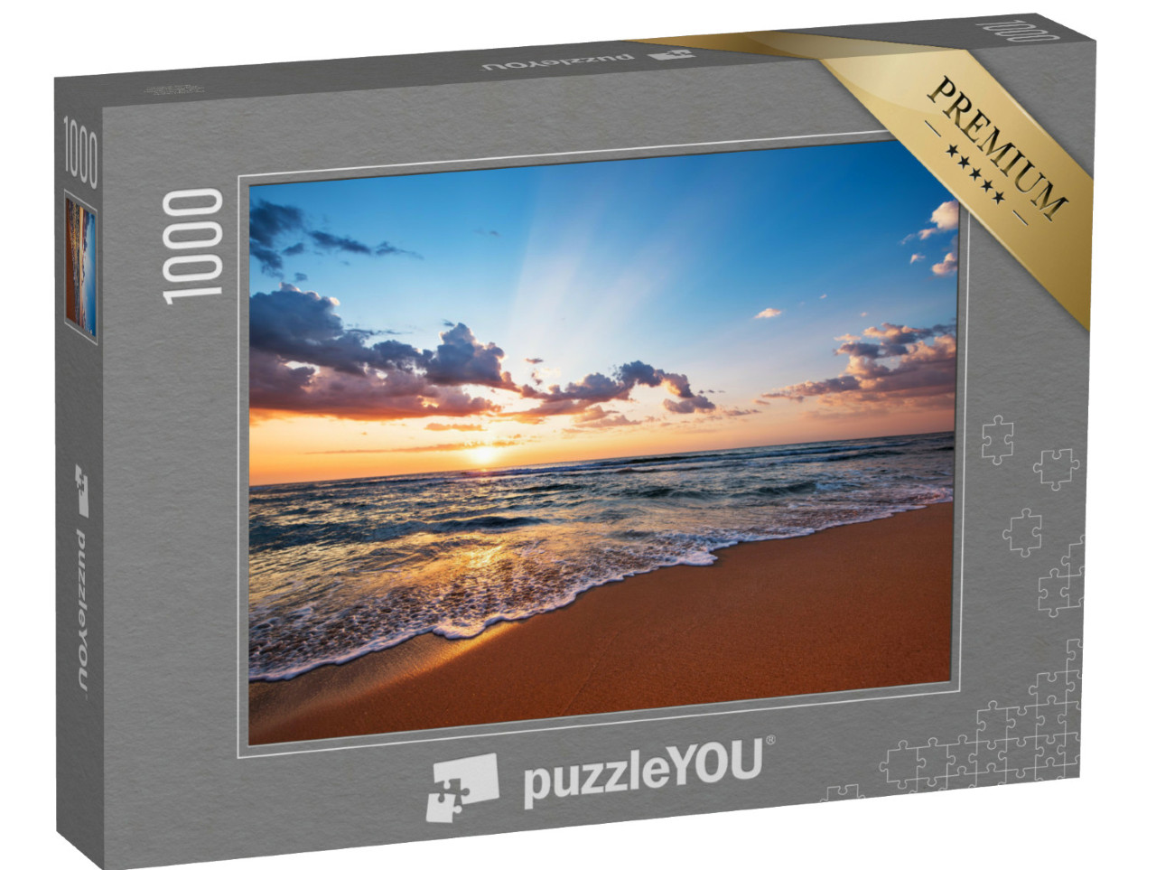 Puzzle 1000 Teile „Sonnenaufgang am Meer, Strand, Wellen“