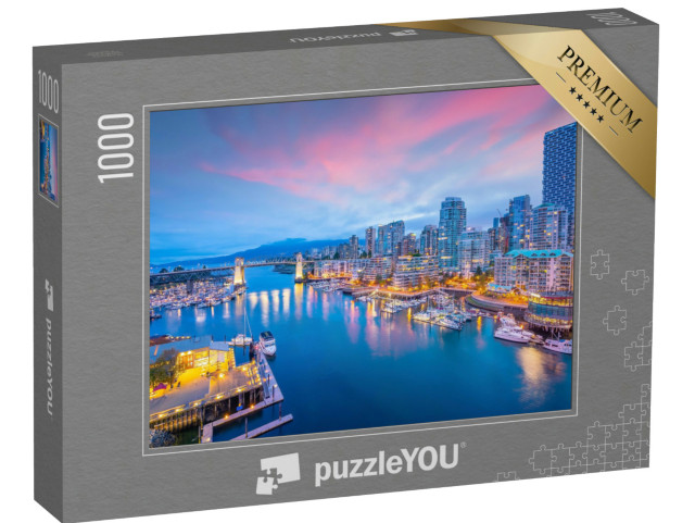Puzzle 1000 Teile „Schöner Blick auf die Skyline der Innenstadt von Vancouver bei Sonnenuntergang“