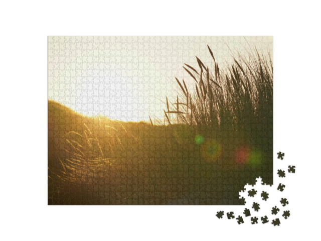 Puzzle 1000 Teile „Sonnenuntergang in den Dünen von Juist“