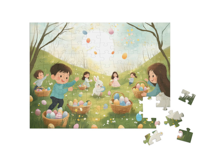 Puzzle 100 Teile „Osterei-Zauber im Frühling“