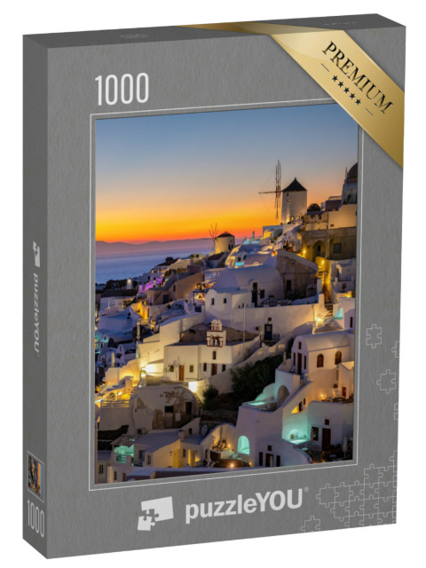 Puzzle 1000 Teile „Sonnenuntergang auf der Insel Santorini, Griechenland“