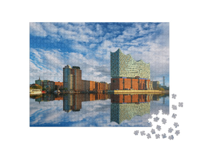 Puzzle 1000 Teile „Spiegelung der Elbphilharmonie in Hamburg“