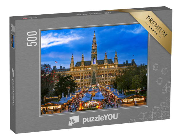 Puzzle 500 Teile „Weihnachtsmarkt in Wien, winterliches Motiv“