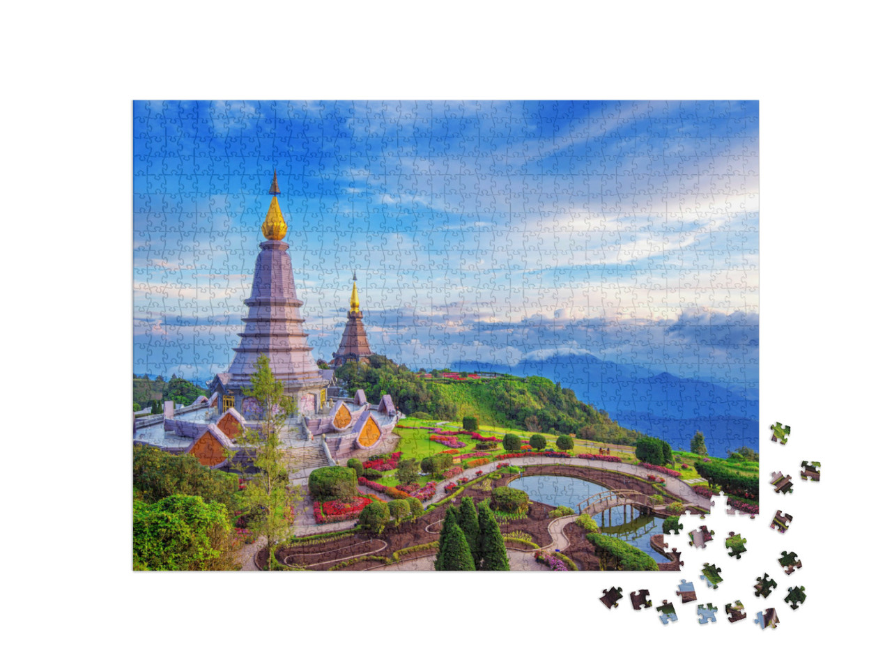 Puzzle 1000 Teile „Pagode im Doi Inthanon Nationalpark, Chiang Mai, Thailand“