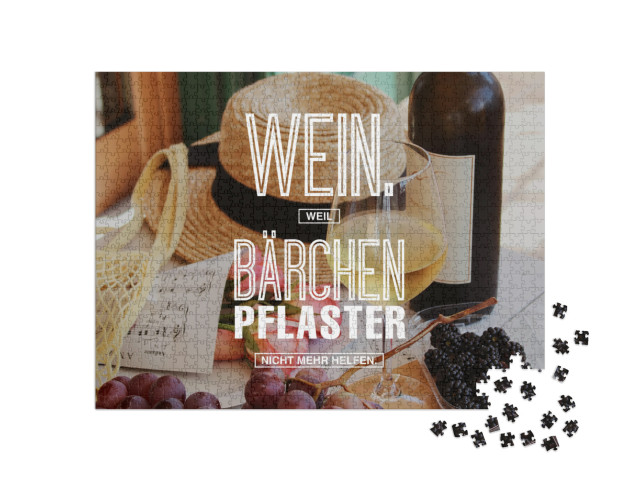 Puzzle 1000 Teile „Wein, weil Bärchenpflaster nicht mehr helfen.“